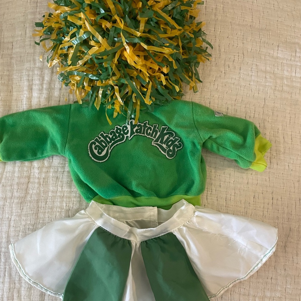 Cabbage Patch Kids Cheer Outfit with Green and White Skirt